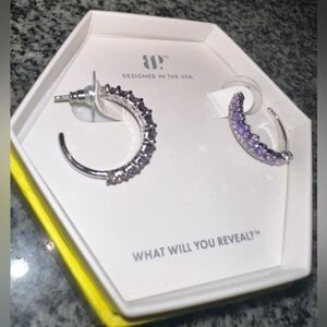 Bomb Party Lavender Quartz on Rhodium Hoop Earrings